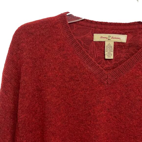 Tommy Bahama V-Neck Pullover Sweater Men's Large Rust Wool Blend Comfy Casual - Picture 1 of 7